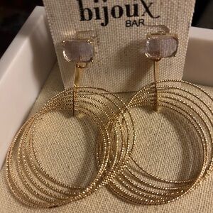 Bijoux Bar Gold and Crystal Hoop Earrings